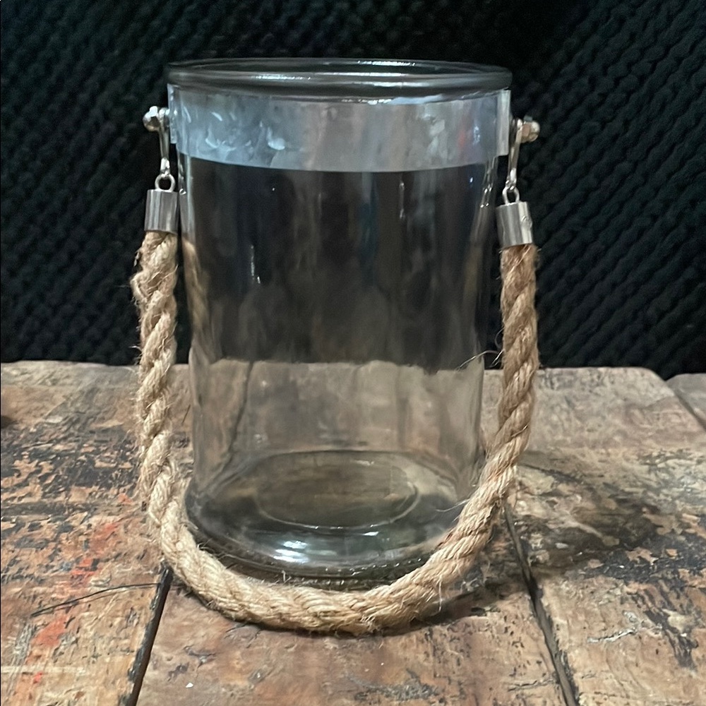 Glass Lantern with Rope Handle